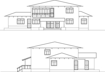 Vector sketch of simple old style house illustration
