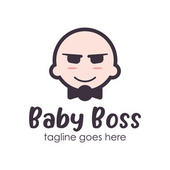 Baby Boss Logo Design Template with a baby icon and glasses. Perfect for business, company, mobile, app, etc.