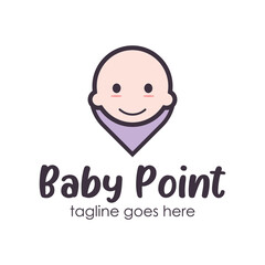 Baby Point Logo Design Template with a baby icon and point. Perfect for business, company, mobile, app, etc.