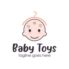 Baby Toys Logo Design Template with a baby icon and toys. Perfect for business, company, mobile, app, etc.