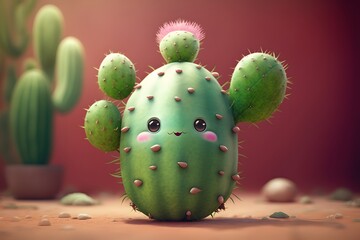 cute cactus pear character created using AI Generative Technology