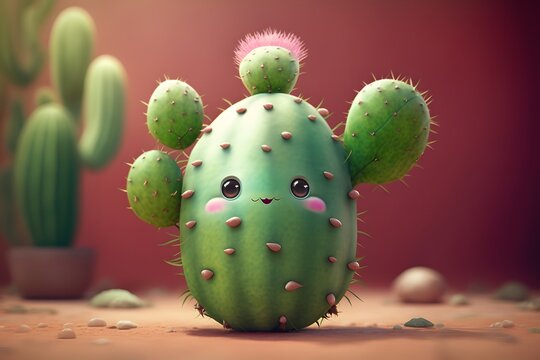 cute cactus pear character created using AI Generative Technology