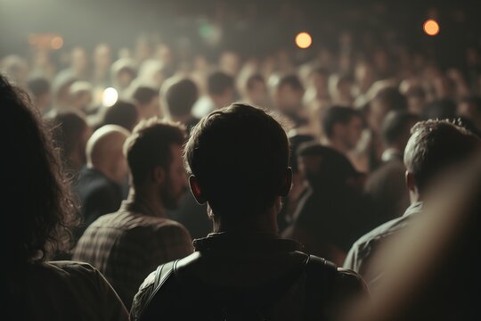 Get Lost in the Energy of a Live Music Performance with this Majestic Rear View of the Crowd - Generative AI