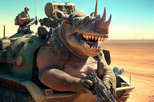 Military Rhinoceros Resolute And Defending Freedom Generative AI