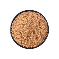 Brown flax seeds or Linseeds in bowl, healthy cereal food ingredient