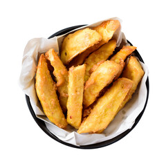 Deep-fried sweet potato in a bowl, Delicious homemade snack