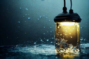 Obraz na płótnie Canvas Light bulb from water splash. Generative AI