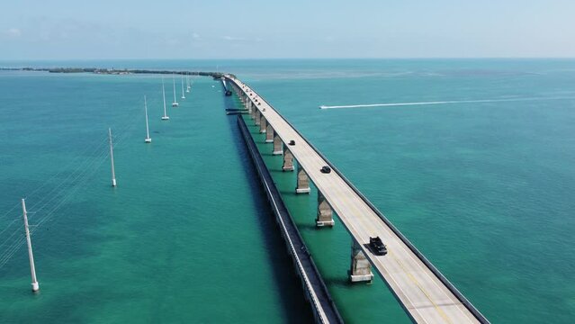 The bridges between the Keys in South Florida - aerial view