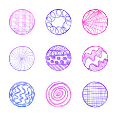 Circles for Instagram highlights story covers and buttons and other circle design projects, colored pen doodling or doodles, hand drawn. What happens to your brain when you doodle?