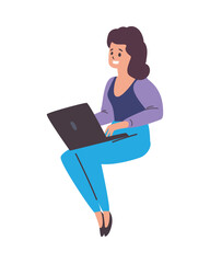 flat woman with laptop