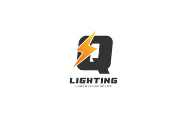 Q Logo with lightning letter concept for template