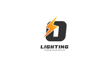 O Logo with lightning letter concept for template