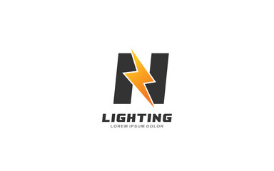 N Logo with lightning letter concept for template