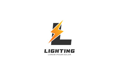 L Logo with lightning letter concept for template