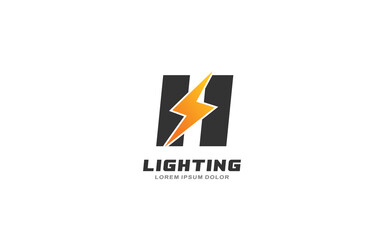 H Logo with lightning letter concept for template