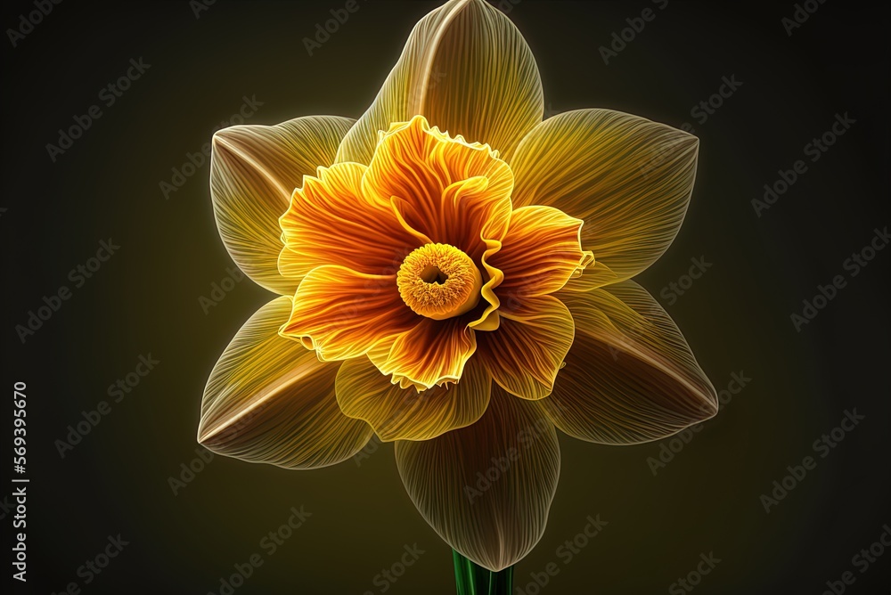 Poster conceptual macro photography of a daffodil generative ai
