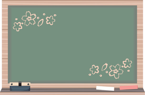 桜のイラストが描かれた黒板