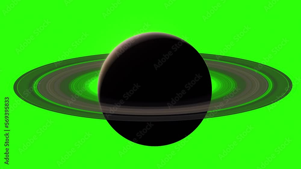 Sticker green screen planet saturn with rings going from night to day with custom background - 3d cgi animat