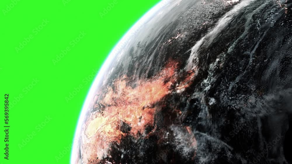 Sticker 4k green screen planet earth with dynamic clouds and atmosphere - 3d cgi animation