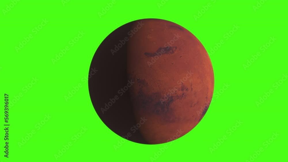 Wall mural green screen planet mars with half light slowly rotating ready to add custom background - 3d animati