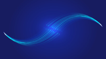 Connecting two bundles of optical fiber, Internet technology communication technology vector background.