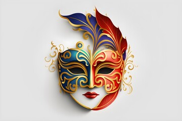 A beautiful and elegant carnival mask icon. Generative AI.