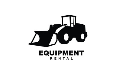 Excavator loader symbol with silhouette style for logo template, sign and brand.

