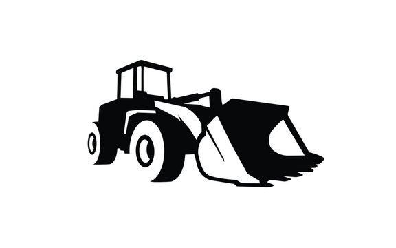 Excavator loader symbol with silhouette style for logo template, sign and brand.
