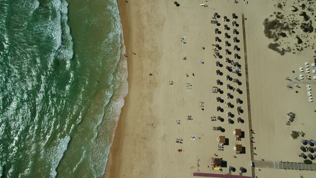 Beach and Waves Aerial in Portugal 4K 01