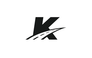 K Logo letter with ROAD concept for template 