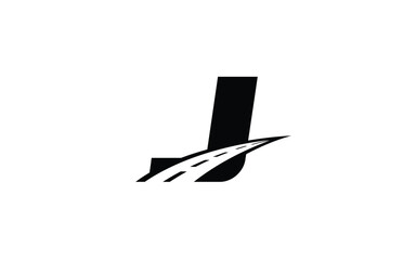 J Logo letter with ROAD concept for template 