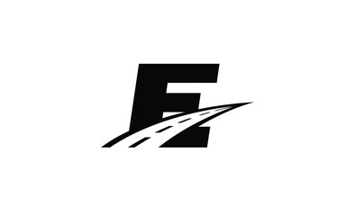 E Logo letter with ROAD concept for template 