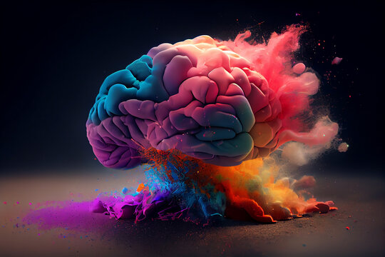 Concept art of a human brain exploding with knowledge and creativity. generative ai