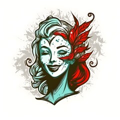 An icon of a beautiful woman in beautiful and elegant carnival mask. Generative AI.