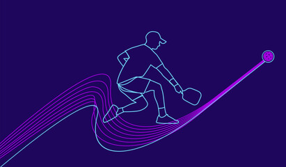 Premium editable vector of pickleball player in beautiful line motion shape best for your digital design and graphic mockup