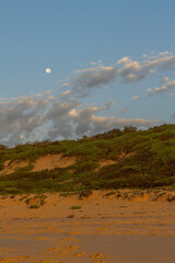 Full moon behind Wamberal sand dunes