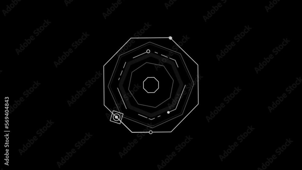 Poster animated hud infographic element composed of line polygons.