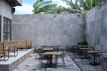 Concrete and industrial outdoor cafe