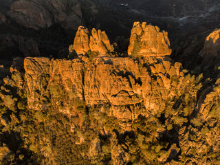 Pinnacles National Park Rock Formations from Above in the Morning