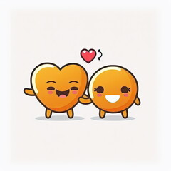 smile couple stricker cute cartoon, love character, vector, white background, Made by AI,Artificial intelligence