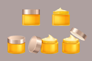 3D face cream jar set