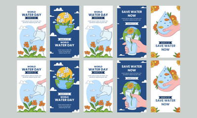 world water day social media stories vector illustration flat design