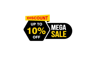 10 Percent MEGA SALE offer, clearance, promotion banner layout with sticker style.