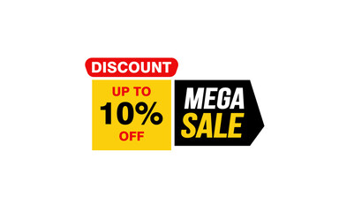 10 Percent MEGA SALE offer, clearance, promotion banner layout with sticker style.