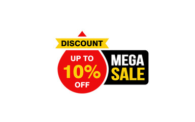 10 Percent MEGA SALE offer, clearance, promotion banner layout with sticker style.
