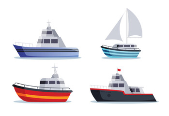 sea ships isolated in flat style vector illustration
