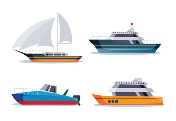 sea ships isolated in flat style vector illustration