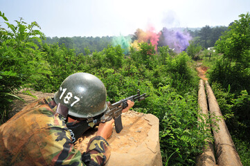 South Korean Army soldiers on individual combat training at the Army training center.