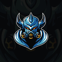 vector gaming mascot logo, with masked warrior character