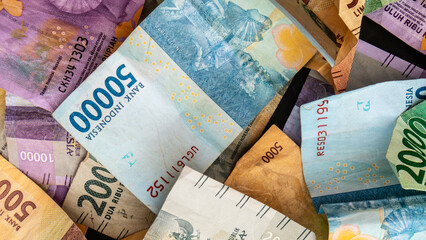 stack of rupiah banknotes as background